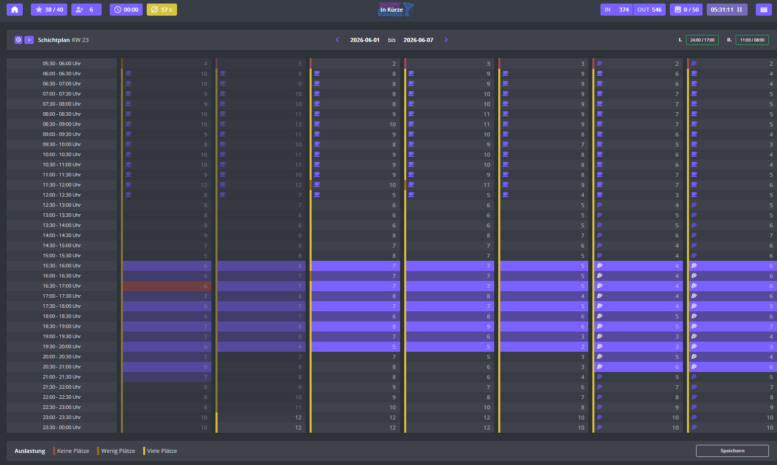 Schichtplan Interface